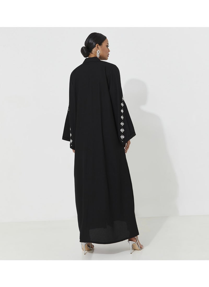 Rosette Abaya Abaya with embroidery wide sleeves  - Image 3