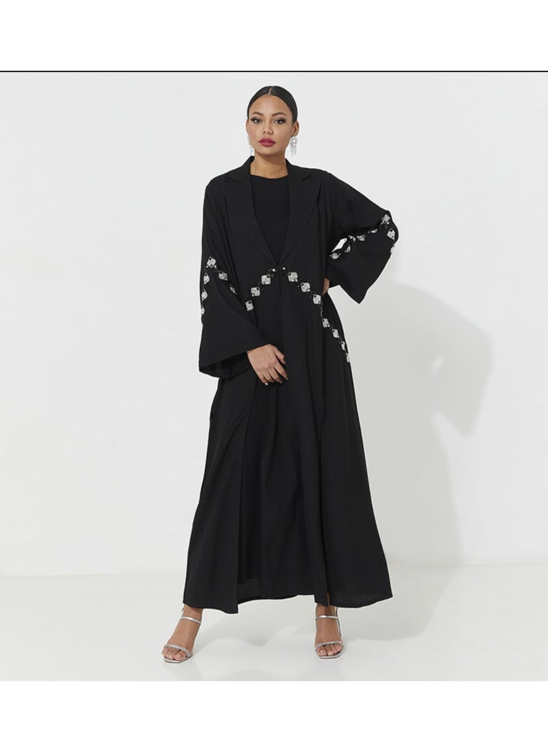 Rosette Abaya Abaya with embroidery wide sleeves  - Image 1