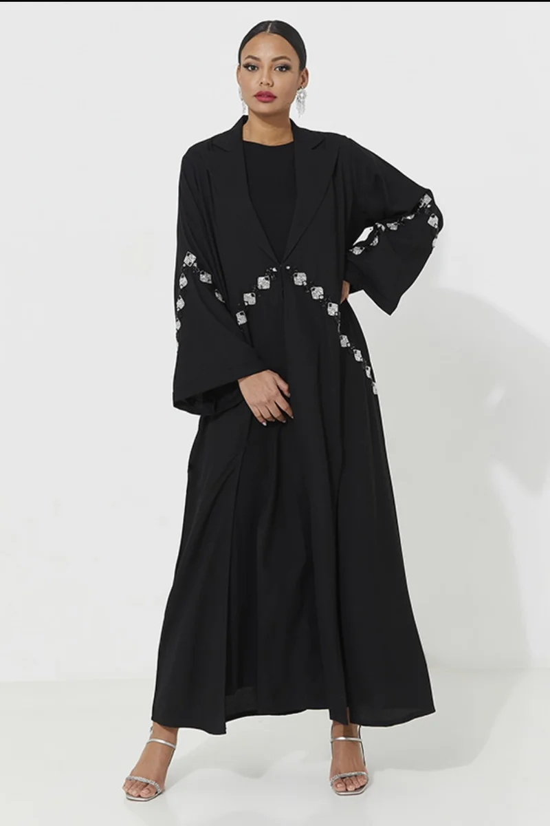 Rosette Abaya Abaya with embroidery wide sleeves
