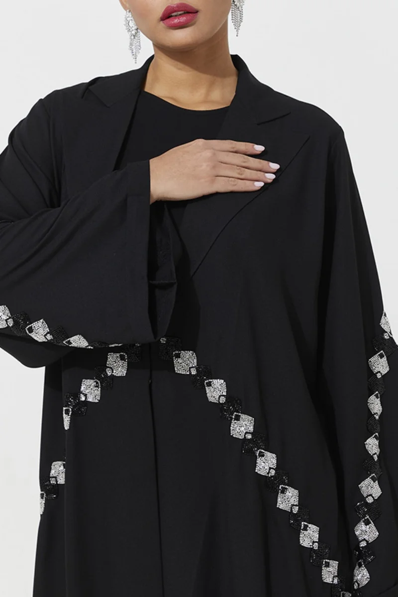 Rosette Abaya Abaya with embroidery wide sleeves