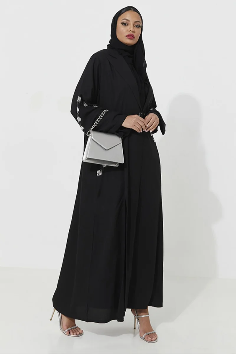Rosette Abaya Abaya with embroidery wide sleeves