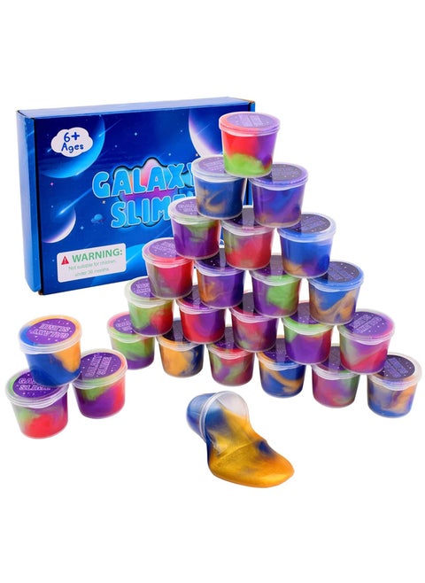 Galaxy Slime Kit with 25 Pack,Slime Party Favors for Kids, Non Sticky,Wet,Soft Sludge Toy Mini Slime Bulk