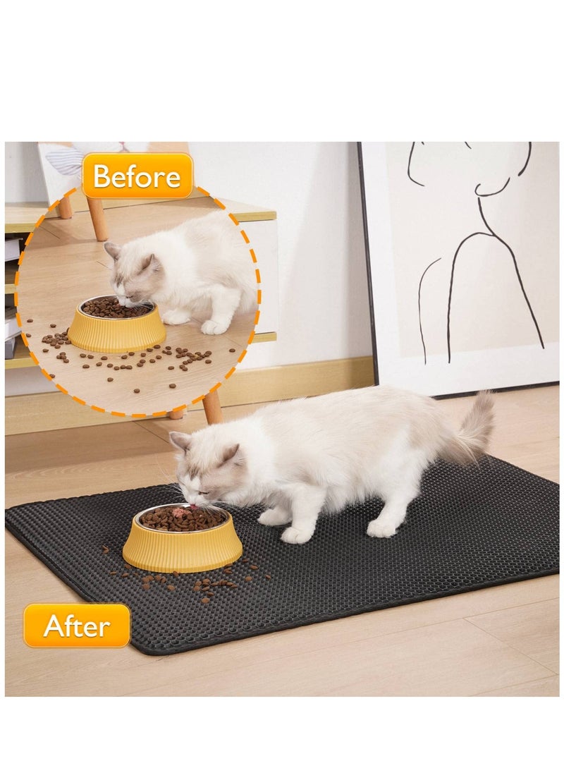 SYOSI - Cat Litter Mat, Small Litter Box Mat Litter Trapping Mat with Honeycomb Double Layer Design Waterproof Easy to Clean Black - Image 1