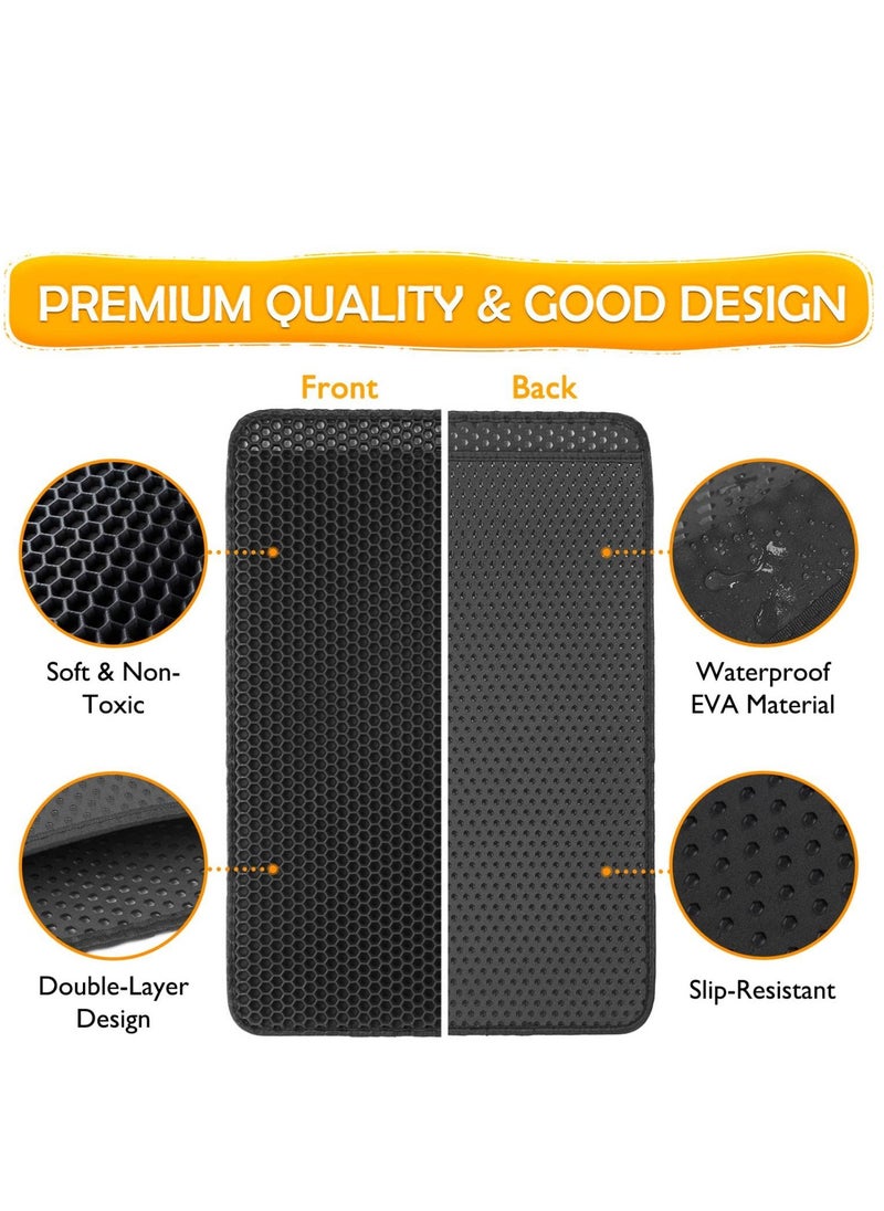 SYOSI - Cat Litter Mat, Small Litter Box Mat Litter Trapping Mat with Honeycomb Double Layer Design Waterproof Easy to Clean Black - Image 1