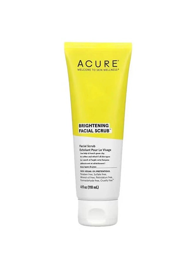 Acure Brightening Facial Scrub，Facial Exfoliator Scrub 118ml，Removal Natural Organic Face Peeling Exfoliating Moisturizes Face Scrub Exfoliante Cream 118ml - Image 1