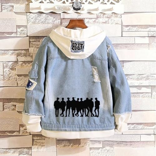 KPOP SKZ Merch, Skz Hoodie Felix Hyujin I.N Jisung Woojin Denim Jacket - Image 2