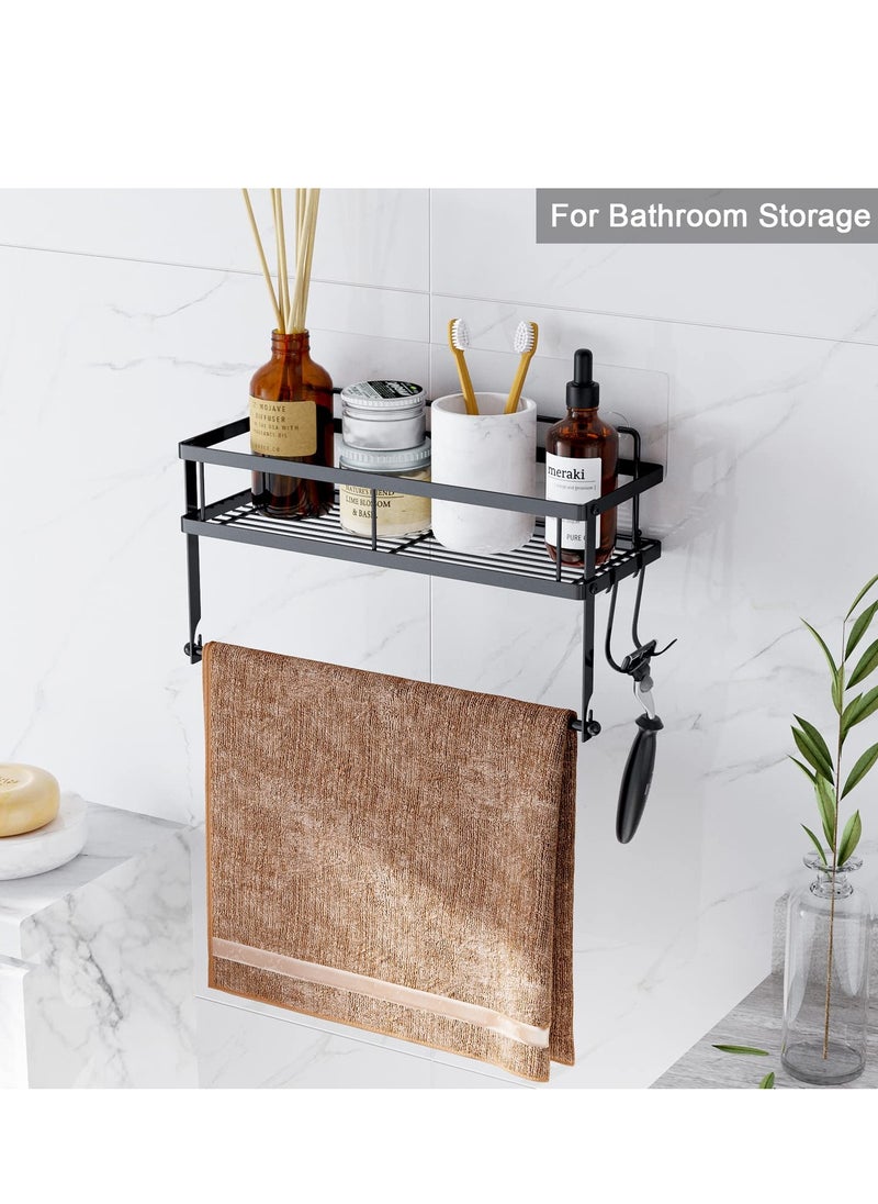 MIXDE Paper Towel Holder with Shelf Storage, Adhesive Wall Mount 2-in-1 Basket Organizer for Kitchen & Bathroom, Durable Metal Wire Design, Stainless Steel 304 Matte Black Finish  - Image 4