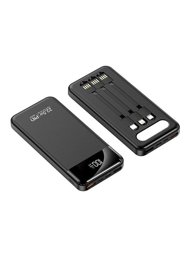 Arabest Power Bank with Built-In Cable,12000mah Large Capacity Portable Rechargeable with 4 Outputs and LED Display,Compatible with Android Apple,Suitable for Business/Travel(Black)  - Image 1