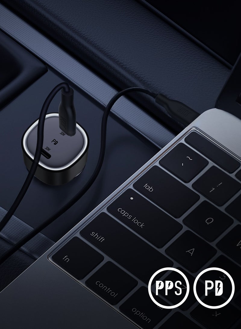 جودا شاحن سيارة جودا 60W سريع 🔌 منفذي USB Type-C مزدوجين | محول شحن ذكي للآيفون، سامسونج واللابتوبات – أسود 🚗 - Image 3