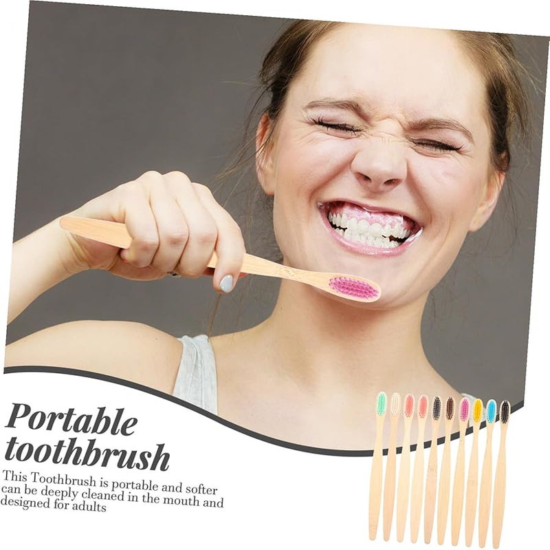 10Pcs Black Carbon Toothbrush Soft Bristles Ergonomic Non Slip Handle Travel - Image 4