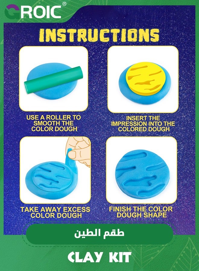GROIC مجموعات عجينة ملونة مكونة من 14 قطعة للأطفال، مجموعة أدوات عجينة ملونة للأطفال، ملحقات عجينة ملونة للأطفال الصغار، مجموعة ألعاب البلاستيسين - Image 4