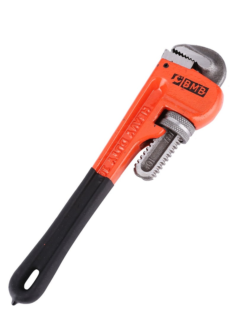 BMB tools Heavy Duty Pipe Wrench 8 Inch|Straight Pipe Wrench with Drop Forged| Heat-Treated Cr-Mo Floating Hook Jaw and Ductile Casting Iron I-Beam Handle, Orange/Black - Image 3