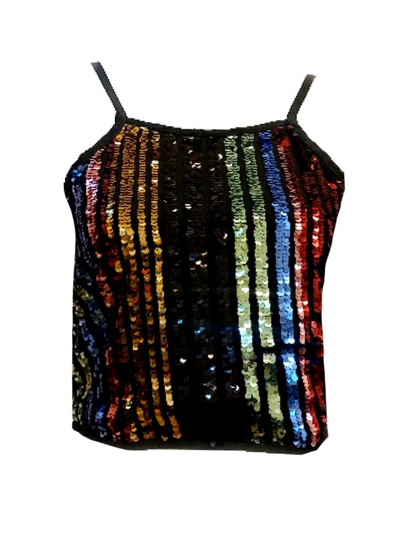 Women straps bustier sequin colored lycra party crop top