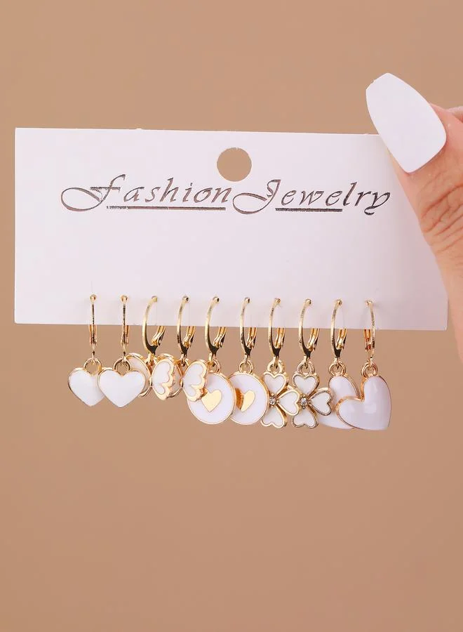 Girls Set of 5 - Heart Butterfly Drop Earrings