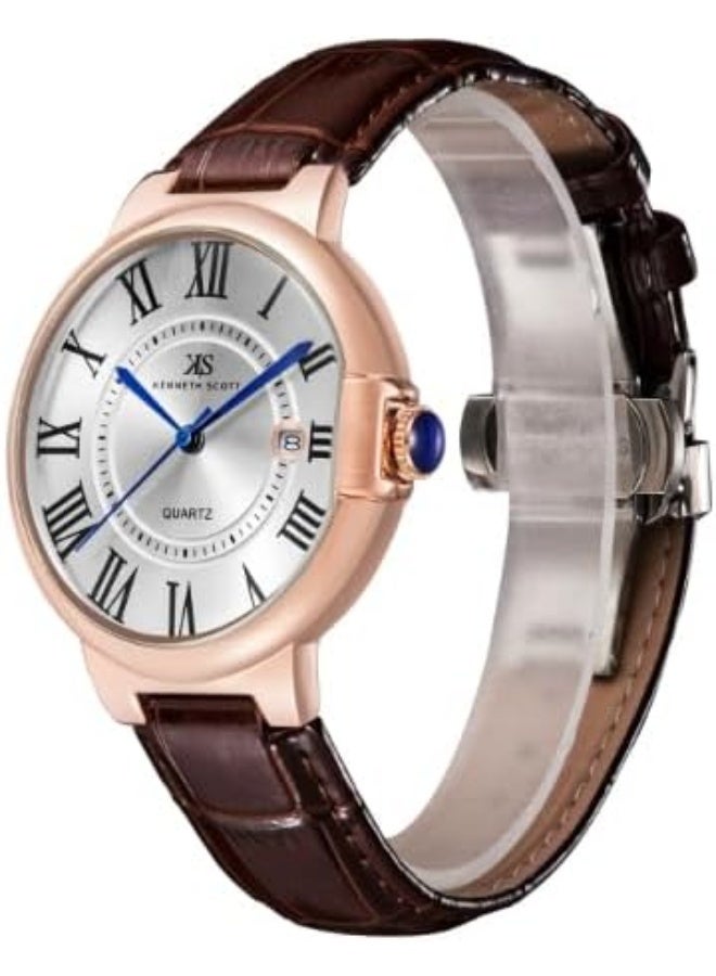 كينيث سكوت ساعة يد رجالية بعقارب مينا بيضاء - Image 2