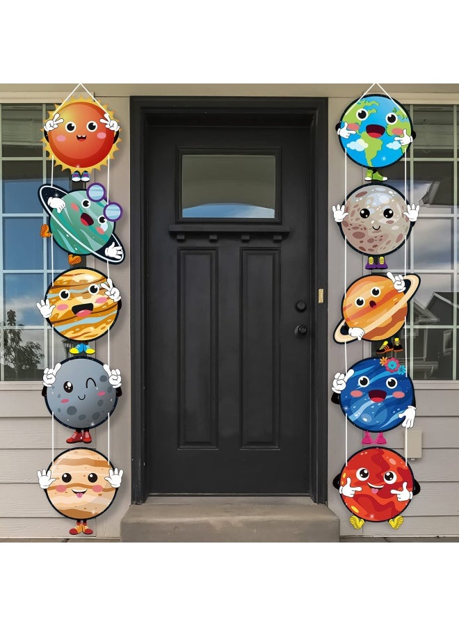 OSNIE 10 Pieces S Planets Theme Party Decor Supplies Outer Space Cardboard Cutout Door Porch Banner Wall Decor Blue Solar System Party Favors Photo Booth Prop For Kids Boys Space Birthday Party Decorations - Image 5