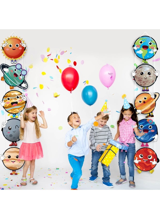 OSNIE 10 Pieces S Planets Theme Party Decor Supplies Outer Space Cardboard Cutout Door Porch Banner Wall Decor Blue Solar System Party Favors Photo Booth Prop For Kids Boys Space Birthday Party Decorations - Image 4