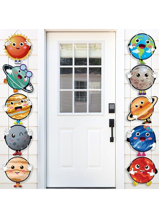 OSNIE 10 Pieces S Planets Theme Party Decor Supplies Outer Space Cardboard Cutout Door Porch Banner Wall Decor Blue Solar System Party Favors Photo Booth Prop For Kids Boys Space Birthday Party Decorations - Image 1