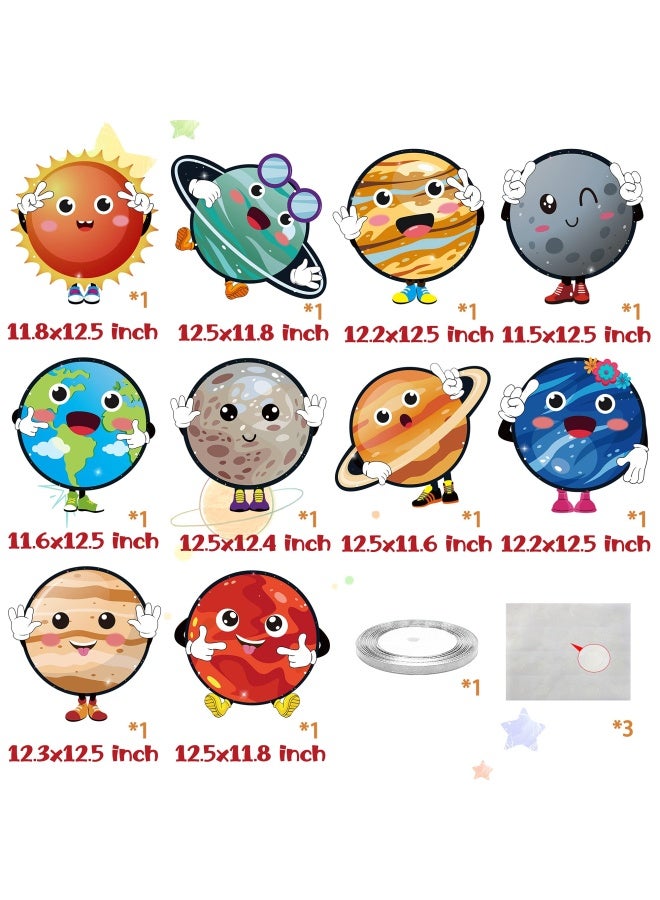OSNIE 10 Pieces S Planets Theme Party Decor Supplies Outer Space Cardboard Cutout Door Porch Banner Wall Decor Blue Solar System Party Favors Photo Booth Prop For Kids Boys Space Birthday Party Decorations - Image 2