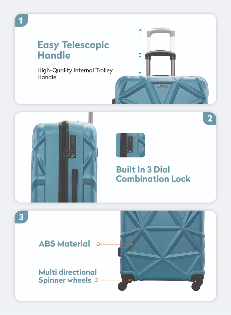 PARAJOHN Medium 24-Inch ABS Lightweight Hardshell Luggage Trolley | carrying 20kg 4-Wheel Spinner Suitcase blue