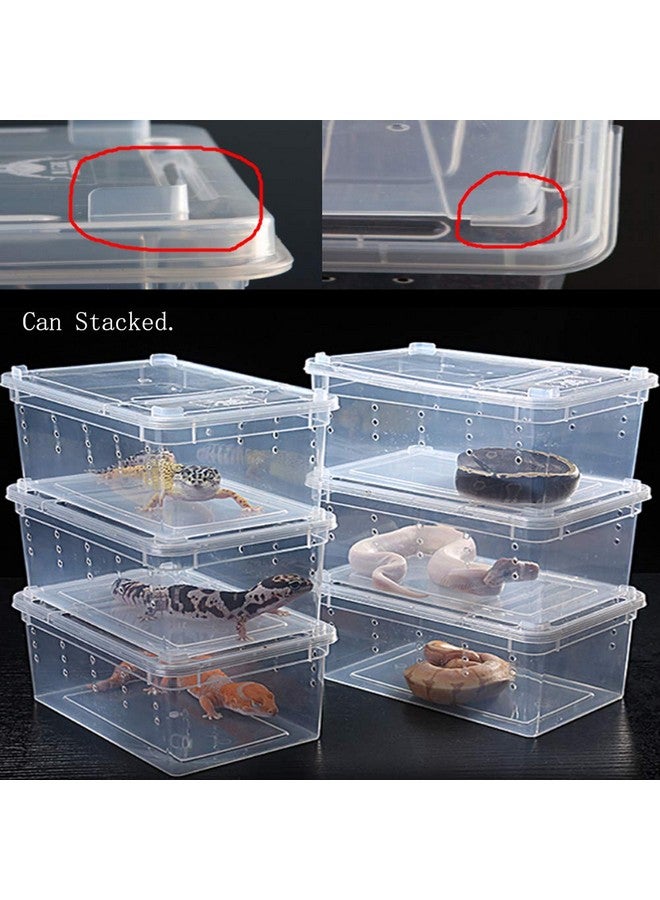 هامليدي صندوق تغذية الزواحف قطعتين، قفص موطن السحلية والعناكب، حاوية تفقيس، صندوق تربية الثعابين، بيوت بلاستيكية صغيرة شفافة محمولة للحيوانات الأليفة للعقرب والعنكبوت والضفدع - Image 3