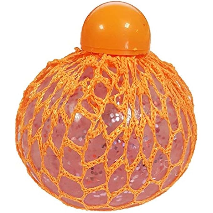 Tobar 30236 Glitter Squishy MESH Ball, 3 Colors Available: Blue, Pink, and Green - Image 5