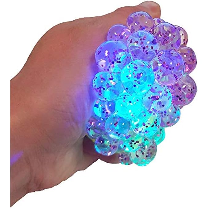 Tobar 30236 Glitter Squishy MESH Ball, 3 Colors Available: Blue, Pink, and Green - Image 3