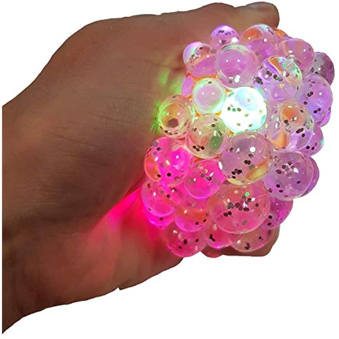 Tobar 30236 Glitter Squishy MESH Ball, 3 Colors Available: Blue, Pink, and Green - Image 4