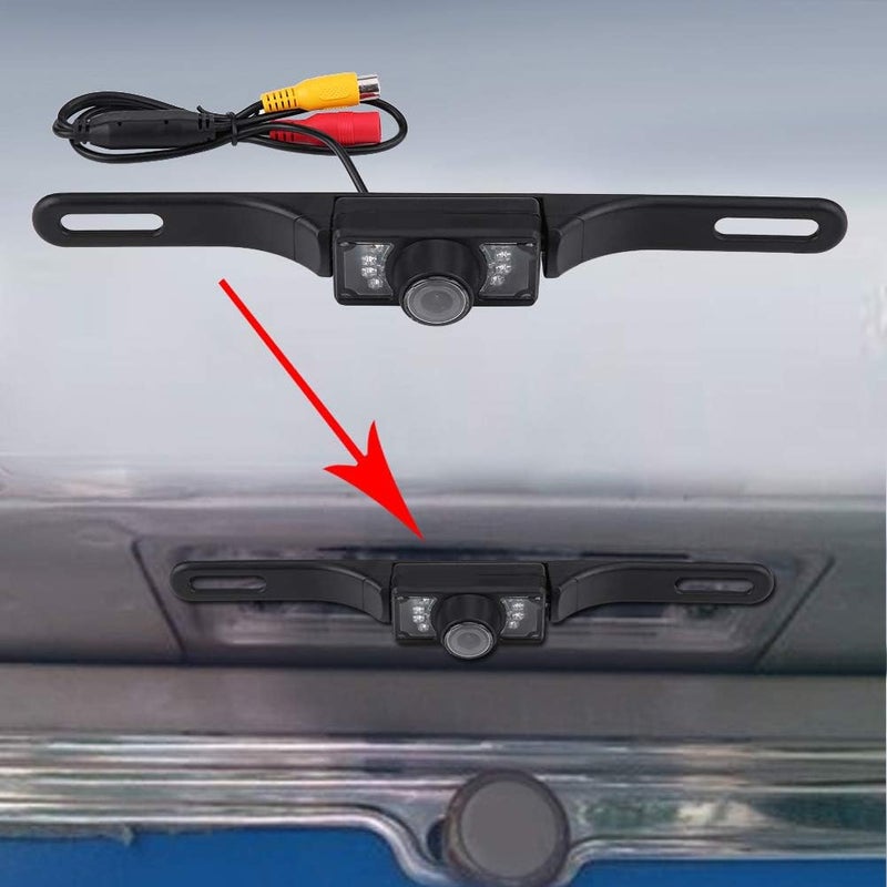 klarako License Plate Reversing Camera, 170 ° Viewing Angle Wide Angle Waterproof Reversing Camera with Reversing Cameras 7 LED Lights - Image 2