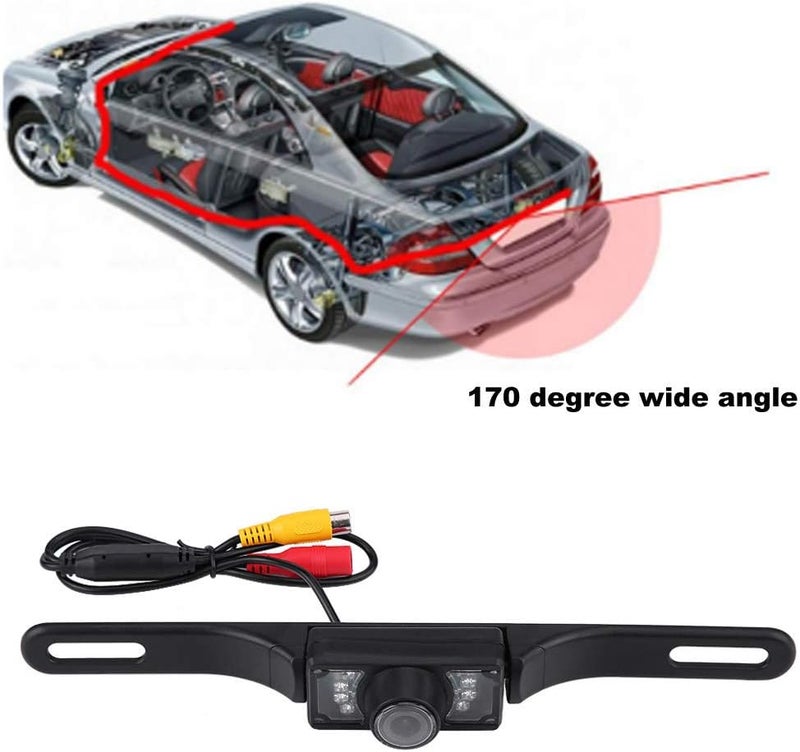 klarako License Plate Reversing Camera, 170 ° Viewing Angle Wide Angle Waterproof Reversing Camera with Reversing Cameras 7 LED Lights - Image 4