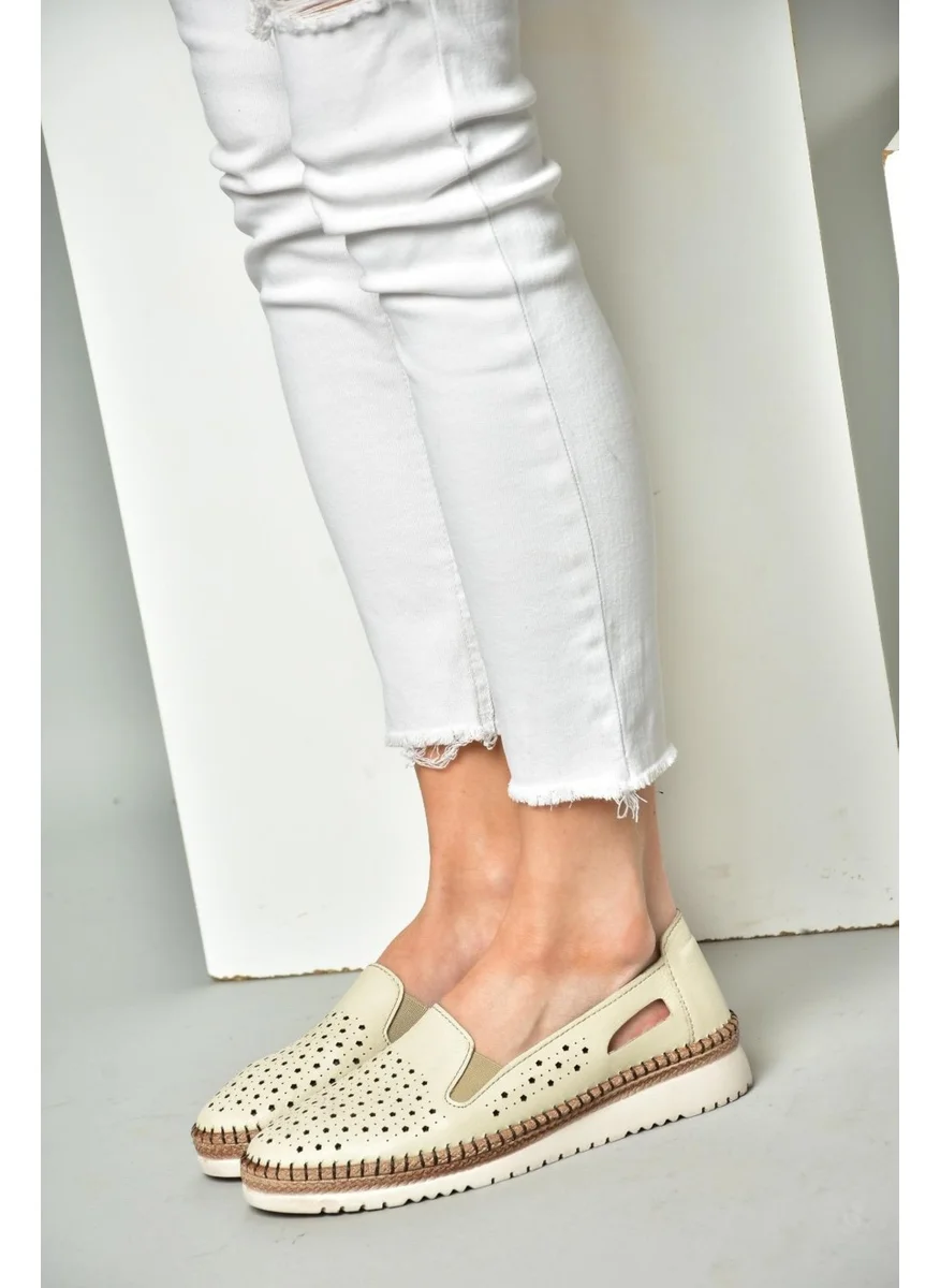 Fox Shoes P555501103 Beige Leather Women's Shoes