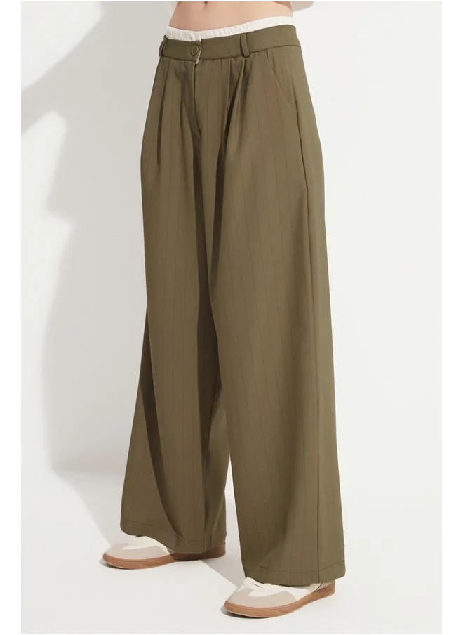 جون June Boxer Detailed Trouser Khaki