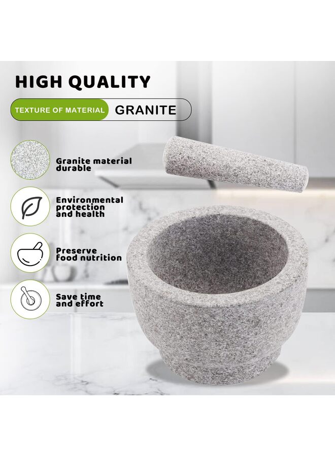Mortar and Pestle Set - 5.5" Natural Granite Stone for Spices, Seasonings, Pastes - Stone Grinder Bowl for Spices Herbs Garlic Guacamole Salsa and Nuts Molcajete Bowl for Kitchen - Image 3