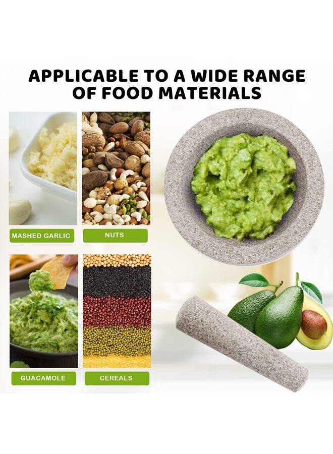 Mortar and Pestle Set - 5.5" Natural Granite Stone for Spices, Seasonings, Pastes - Stone Grinder Bowl for Spices Herbs Garlic Guacamole Salsa and Nuts Molcajete Bowl for Kitchen - Image 5