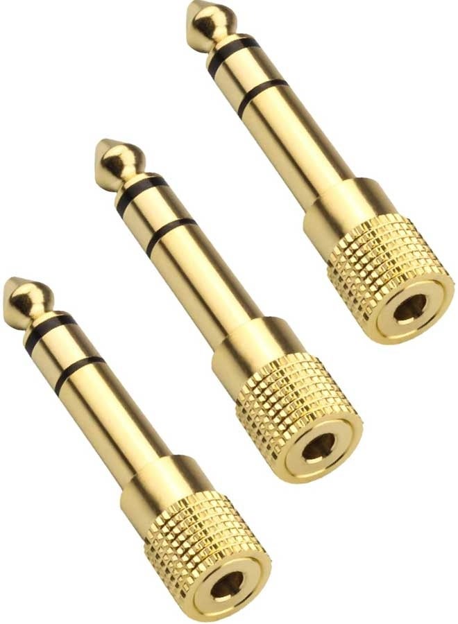 Tersely (3 Pack) 6.35mm (1/4 inch) Male to 3.5mm (1/8 inch) Female Stereo Jack Audio Adapter Gold Plated, 3-Conductor TRS AUX Plug - Image 1