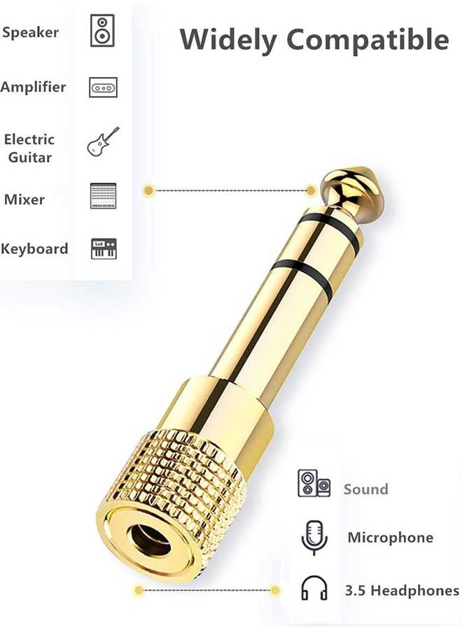 Tersely (3 Pack) 6.35mm (1/4 inch) Male to 3.5mm (1/8 inch) Female Stereo Jack Audio Adapter Gold Plated, 3-Conductor TRS AUX Plug - Image 5