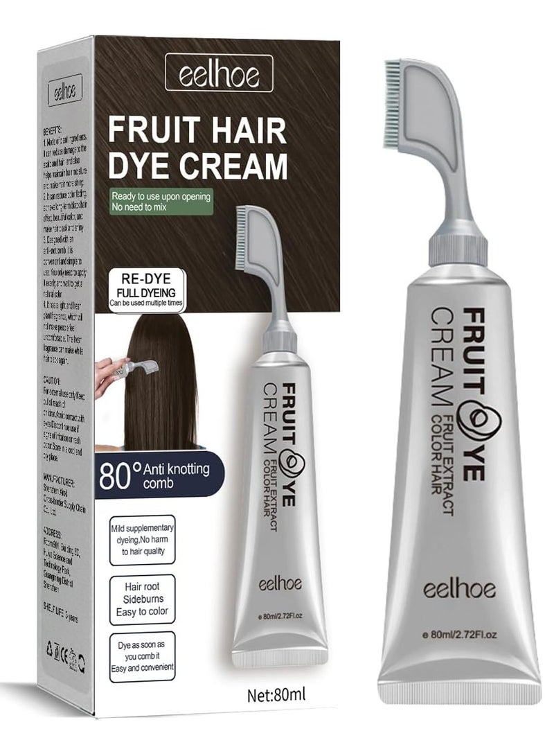 EELHOE Natural Fruit Hair Dye, Black Hair Dye, Black Fruit Hair Dye Cream, Fruit Dyeing Cream With Comb, Hair Dye for Grey Hair Coverage, Unisex