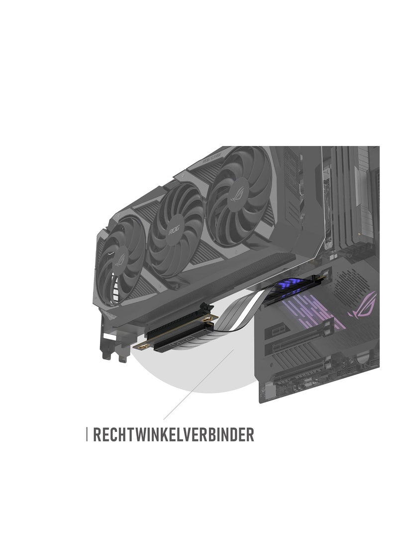 PCIe 4.0 x16 Riser Cable, High-Speed GPU Extension Card with Reinforced PCI Slots, Gold-Plated Connectors, Right Angle Connector, 7.87in (20cm) Length.