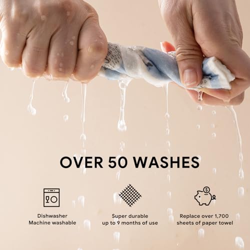 RECYCO Swedish Dishcloths for Kitchen | 6 Pack Farmhouse Friends Washable Dish Rags | Cellulose Reusable Cleaning Paper Towels | Absorbent Counter Dish Cloth Sponge Kitchen Wipes, 8" L x 7" W - Image 5