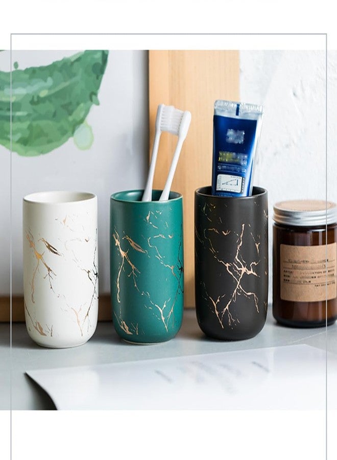 RabyLeo Ceramic Toothbrush Holder, Nordic Toothbrush Cup, Simple Stone Mug. (White) - Image 4