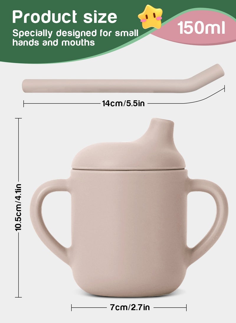 URbazaar 2 Pack Baby Training Cup, Shatterproof Toddler Sippy Cups with Straw, Open Cup for Baby, 6+ Months 100% Silicone 180ml - Image 2