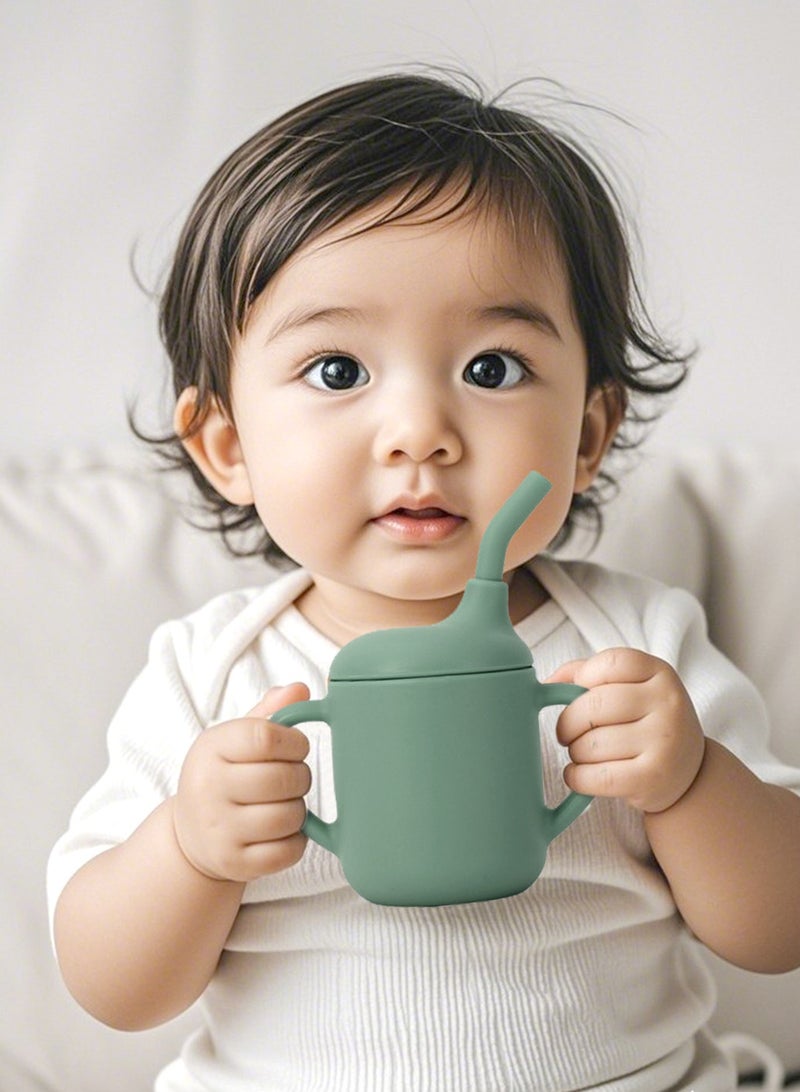 URbazaar 2 Pack Baby Training Cup, Shatterproof Toddler Sippy Cups with Straw, Open Cup for Baby, 6+ Months 100% Silicone 180ml - Image 4