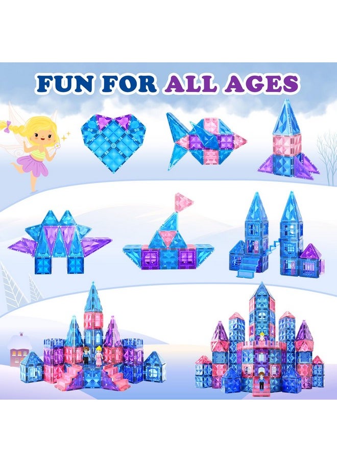 Soyee Magnetic Tiles 102pcs with 2 Stairs 2 Dolls Princess Castle Building Girls Toys Age 4-5 6-8 Magnetic Blocks Birthday Xmas Gifts for Girls Toys for 3 4 5 6 7 8+ Year Old  - Image 5