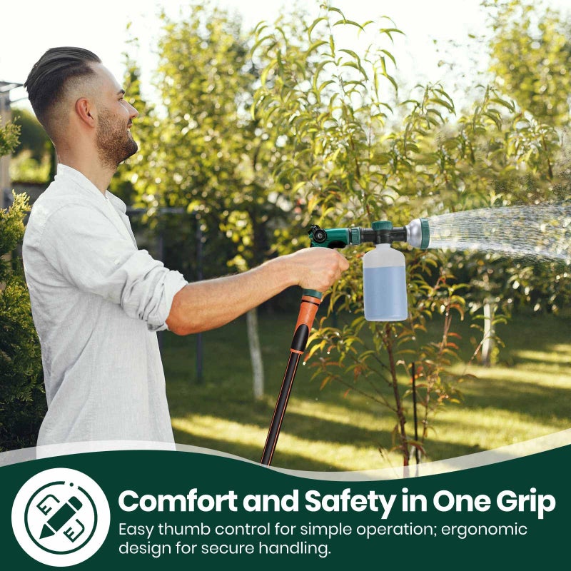 VENETIO 8-Dial Hose End Sprayer for Liquid Fertilizer/Soap | Precision Lawn, Yard & Garden Feeder with 16oz Bottle for Uniform Fertilizing and Watering Plants | Car, Dog Wash Hose Attachment Nozzle - Image 4