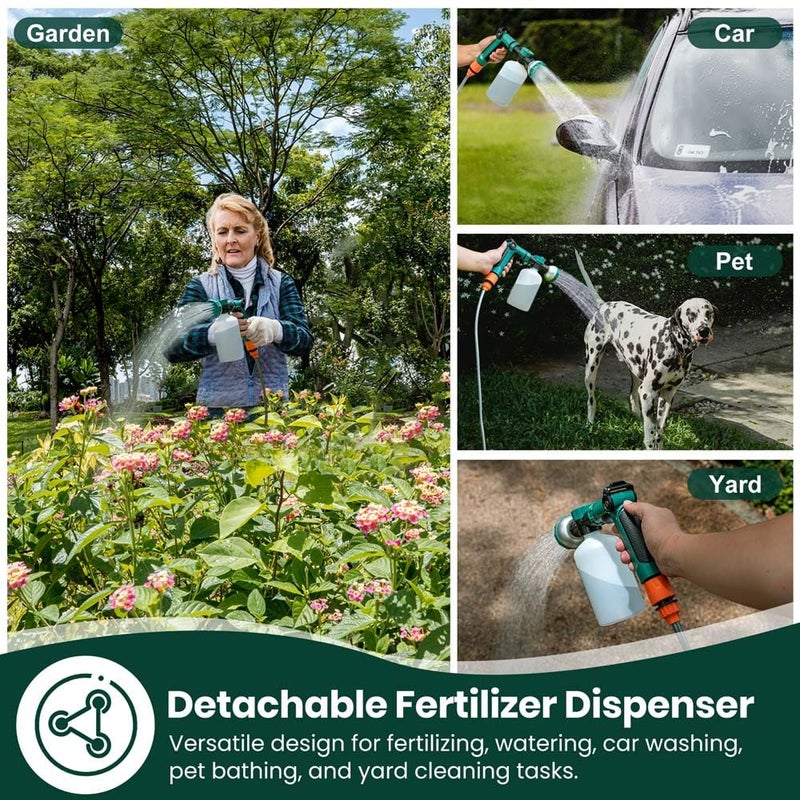 VENETIO 8-Dial Hose End Sprayer for Liquid Fertilizer/Soap | Precision Lawn, Yard & Garden Feeder with 16oz Bottle for Uniform Fertilizing and Watering Plants | Car, Dog Wash Hose Attachment Nozzle - Image 5