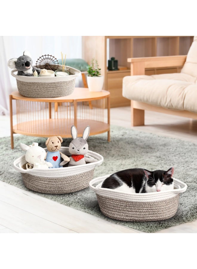 HOMESTAR 1 Piece Hand-Woven Cotton Rope Storage Baskets With Handles, Decorative Toy Organizer Bins, Woven Gift Baskets For Baby Shower & Housewarming, Includes Gift Bag & Ribbon, Gray - Image 5