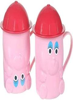 Lamsa Plast Lamsa Plast Plastic Bear Shape Mugs Set, 2 Pieces - Fuchsia and Red, 150 ml 