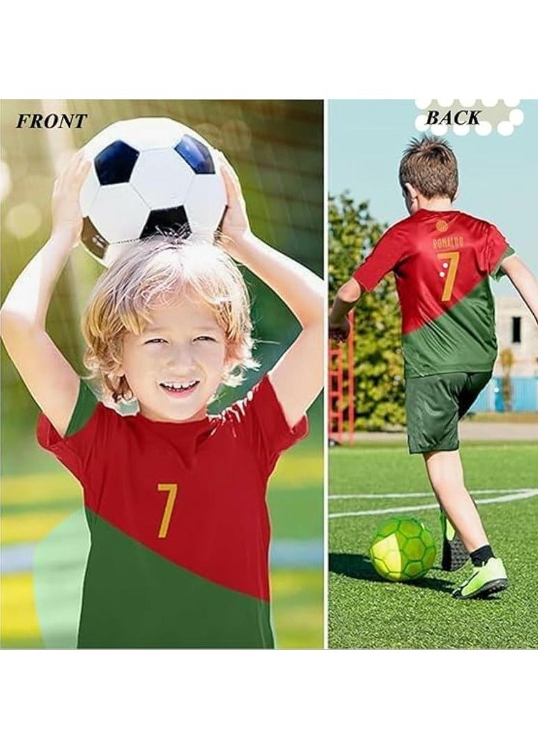 أونليماي فقط جيرسي كرة قدم للأولاد  رونالدو مع جوارب وقلادة رقم 7 - زي كرة قدم للأطفال والشباب (كورة قدم)ملابس رياضية للأطفال - Image 2