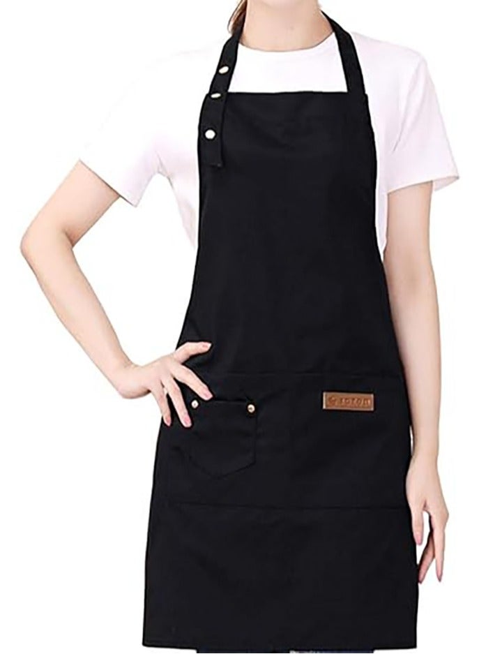 أفاكرافت مآزر للنساء الرجال مع جيوب الأشرطة القابلة للتعديل قماش مقاوم للماء مطبخ الطبخ المئزر للشيف نادلة (أسود) - Image 1
