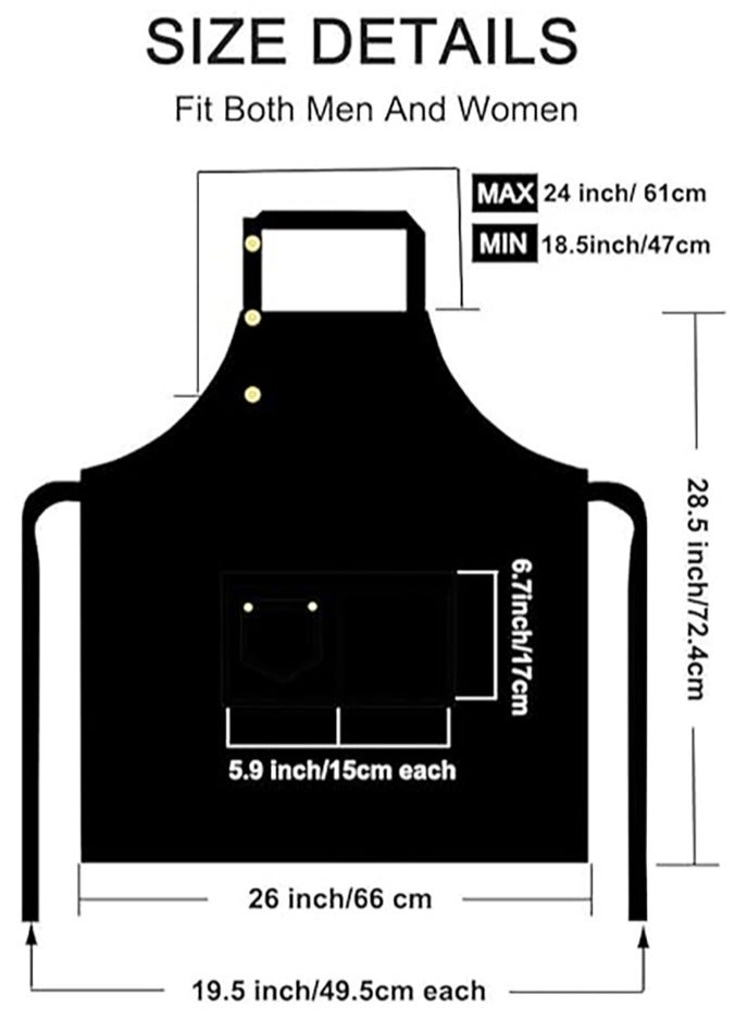 أفاكرافت مآزر للنساء الرجال مع جيوب الأشرطة القابلة للتعديل قماش مقاوم للماء مطبخ الطبخ المئزر للشيف نادلة (أسود) - Image 2
